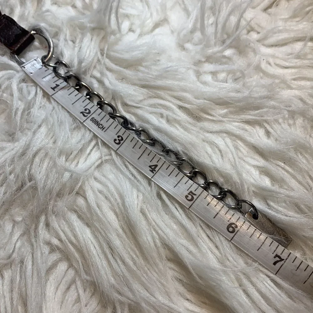 🟢3 for $20——-BEADED Leather belt braided women’s size M/L with 6” chain link